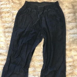 Black Linen Drawstring Pants